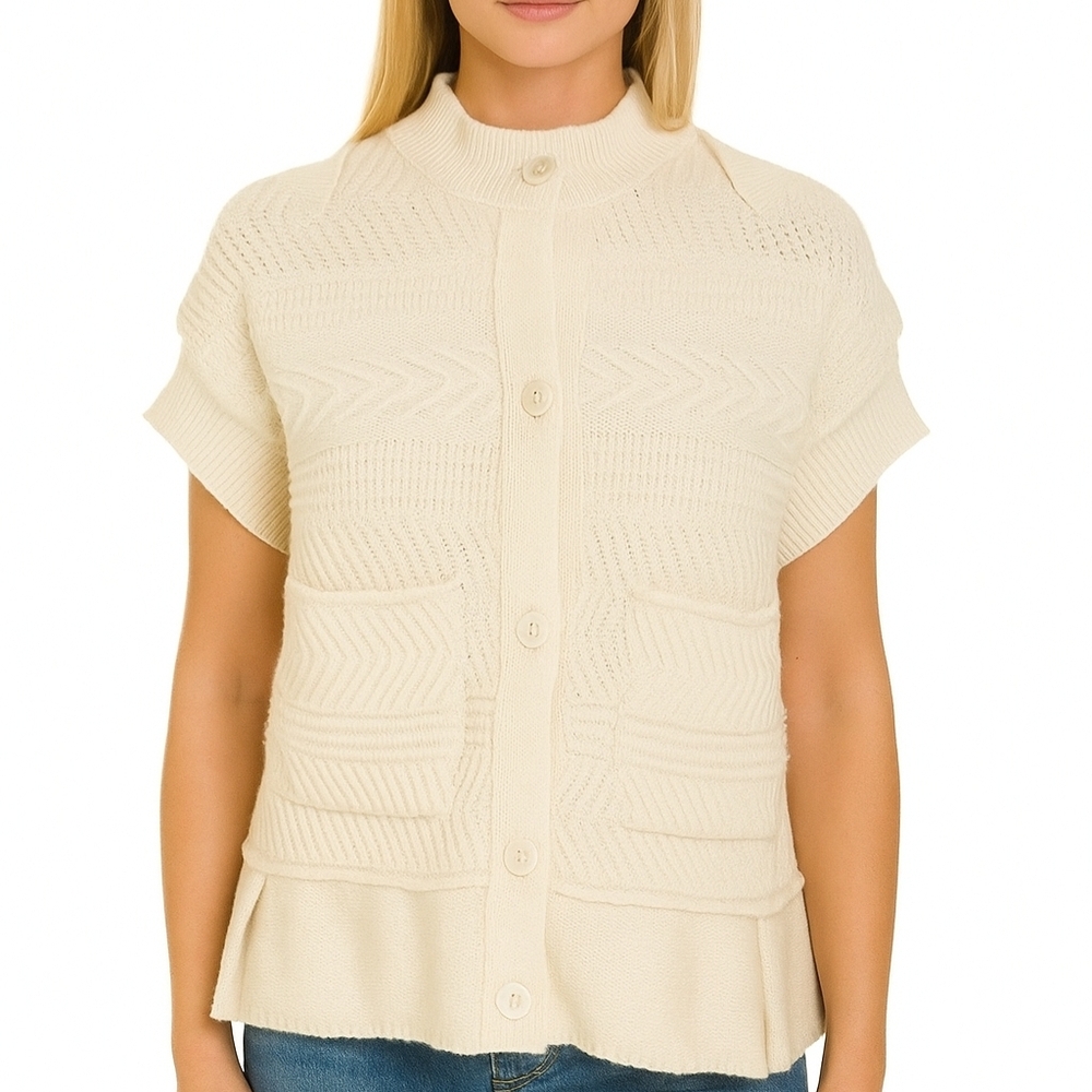 STELLA MCCARTNEY Cardigan Sweater Cream Chunky Made In Italy Size: IT(40) US (4)